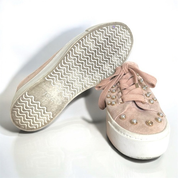 Joie Pink Suede Platform Sneakers With Pearl Studs Sz 37 - Picture 4 of 5